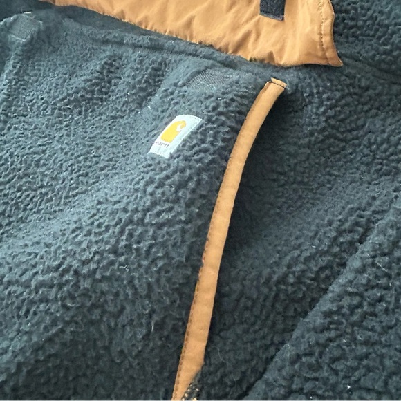 Carhartt Black Sherpa Hoodie with Brown Exterior - Picture 6 of 11